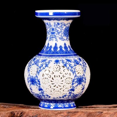 Elegant Hollowed Blue White Pastel Vase