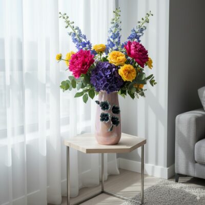 Pearl White and Pink Vase