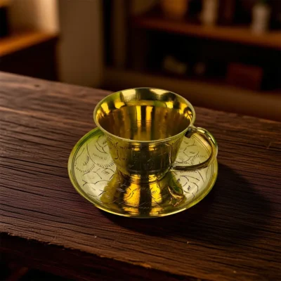 Brass Tea Cup & Saucer Set