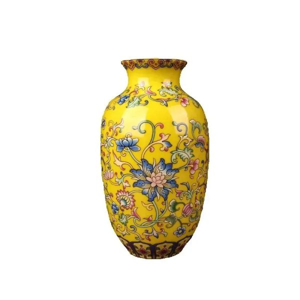 Exquisite Yellow Decorative Vase