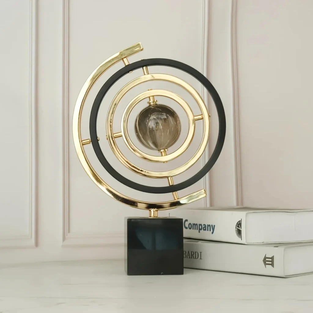 Modern Abstract Metal Globe Sculpture-2