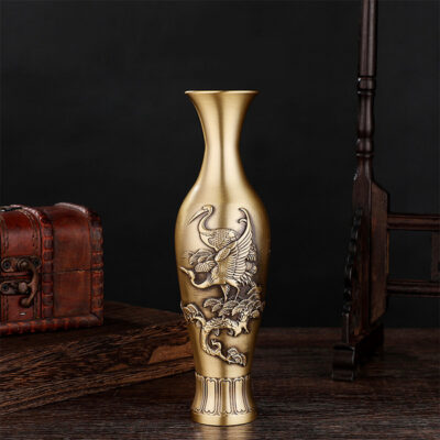 Retro Brass Crane Vase