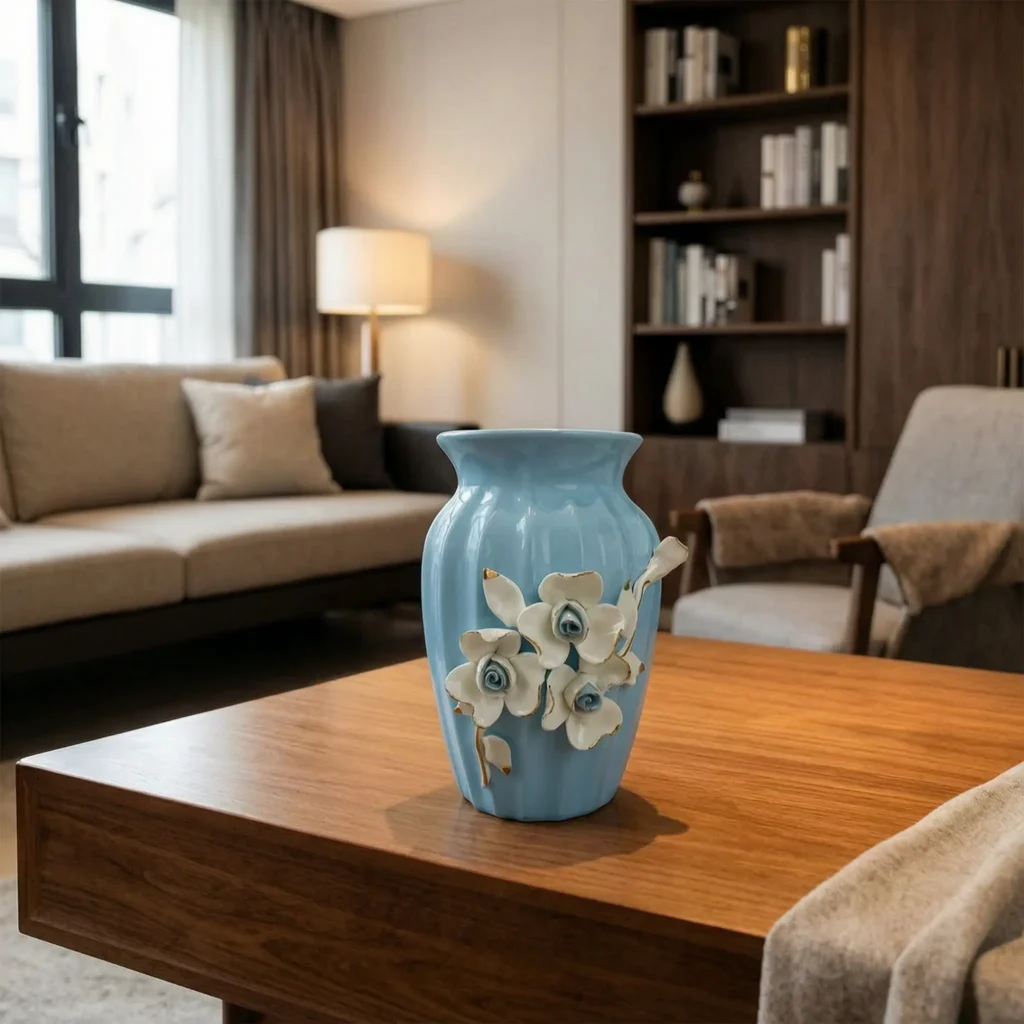 Aura Blue Ceramic Vase