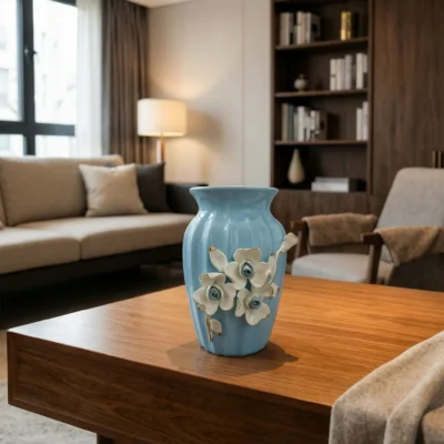 Aura Blue Ceramic Vase