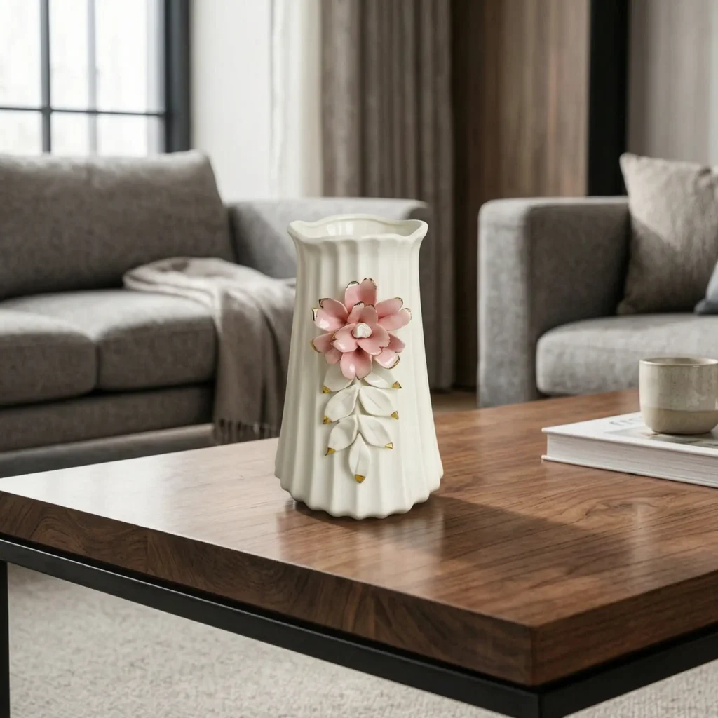 White Cylindrical Flower Vase