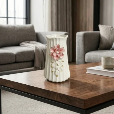 White Cylindrical Flower Vase