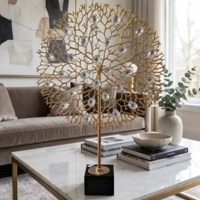 Crystal Coral Tree With Marble Base