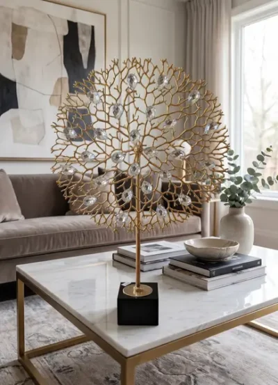 Crystal Coral Tree With Marble Base
