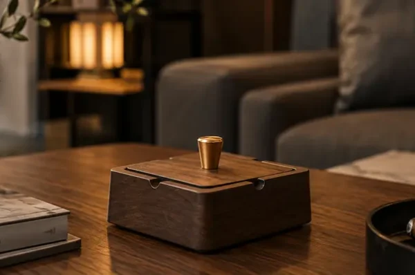 aesthetic ashtray woden and metal