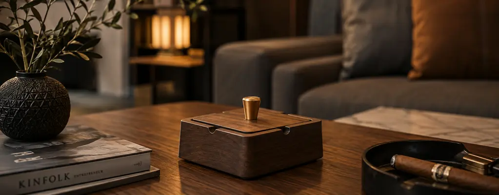 aesthetic ashtray woden and metal