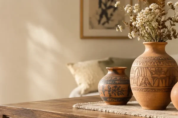 handcrafted clay vases from Bangladesh